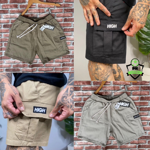 Short Masculino Cargo Brim Sarja Com Bolso Bermuda Cargo Moda Atual StreetWear Moda Verão
