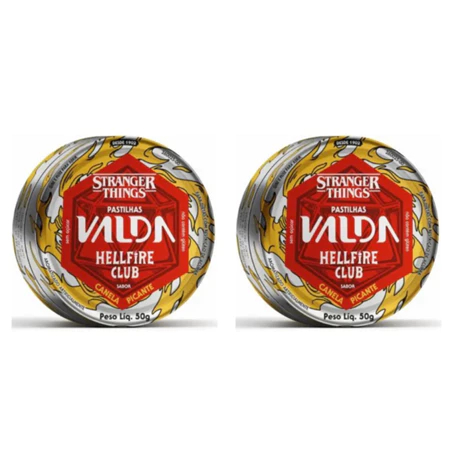 Kit com 2 Pastilhas Valda Stranger Things Hellfire Club Canela Picante 50g