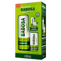 Eico Tratamento Babosa Hidratação Brilho Intenso Shampoo Sem Sal 800ml Condicionador Leave-in 450ml