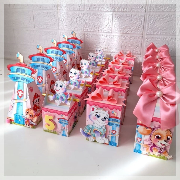 kit caixinha personalizada patrulha canina menina-lembrancinha personalizada-festa personalizada-papelaria personalizada