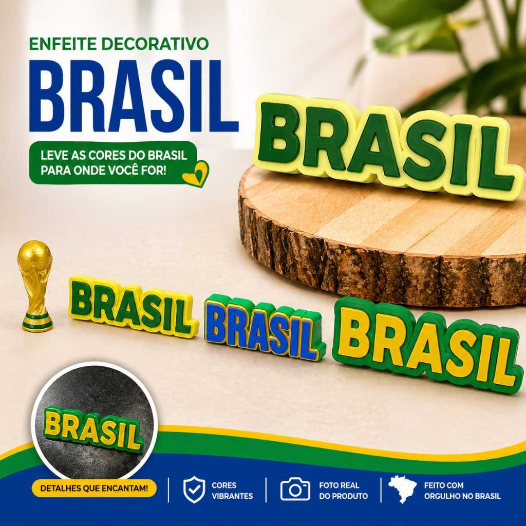 Objeto de Decoração “Brasil”  OU PORTUGAL OU ARGENTINA+ Miniatura da Taça da Copa do  – Impressão 3D