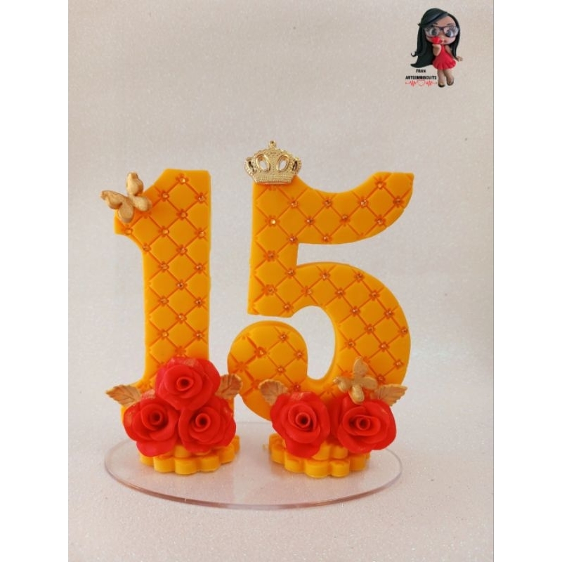 Vela Personalizada 15 Anos em Biscuit,Vela Debutante,Vela de Aniversário de 15 Anos