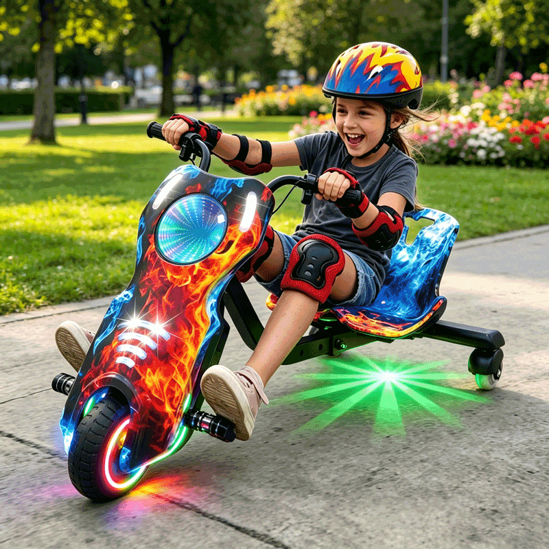 Triciclo Elétrico Drift Motorizado 350w Adulto/Infantil 6.5"  Polegadas 3 Velocidades Bluetooth Led,Suporta até 85 kg