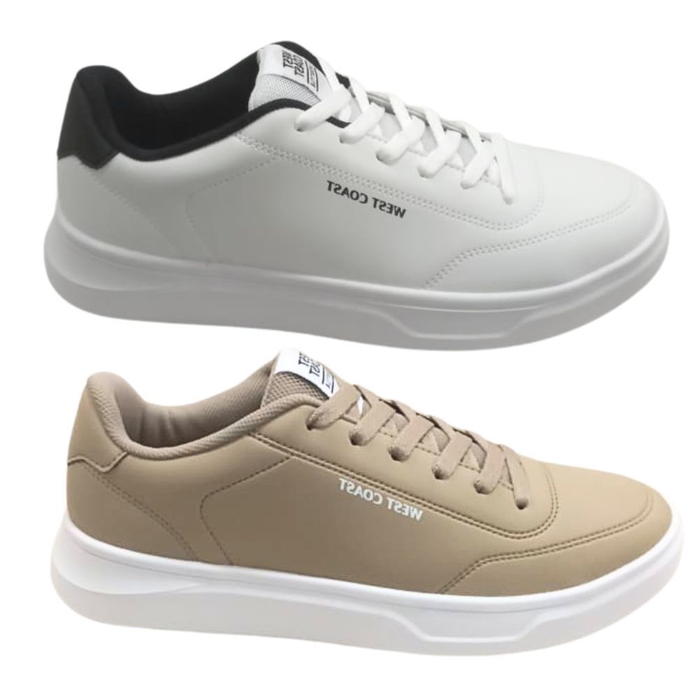 Sapatênis Masculino West Coast Casual Sunset Wc 207 Branco Detalhe Preto Estilo Conforto