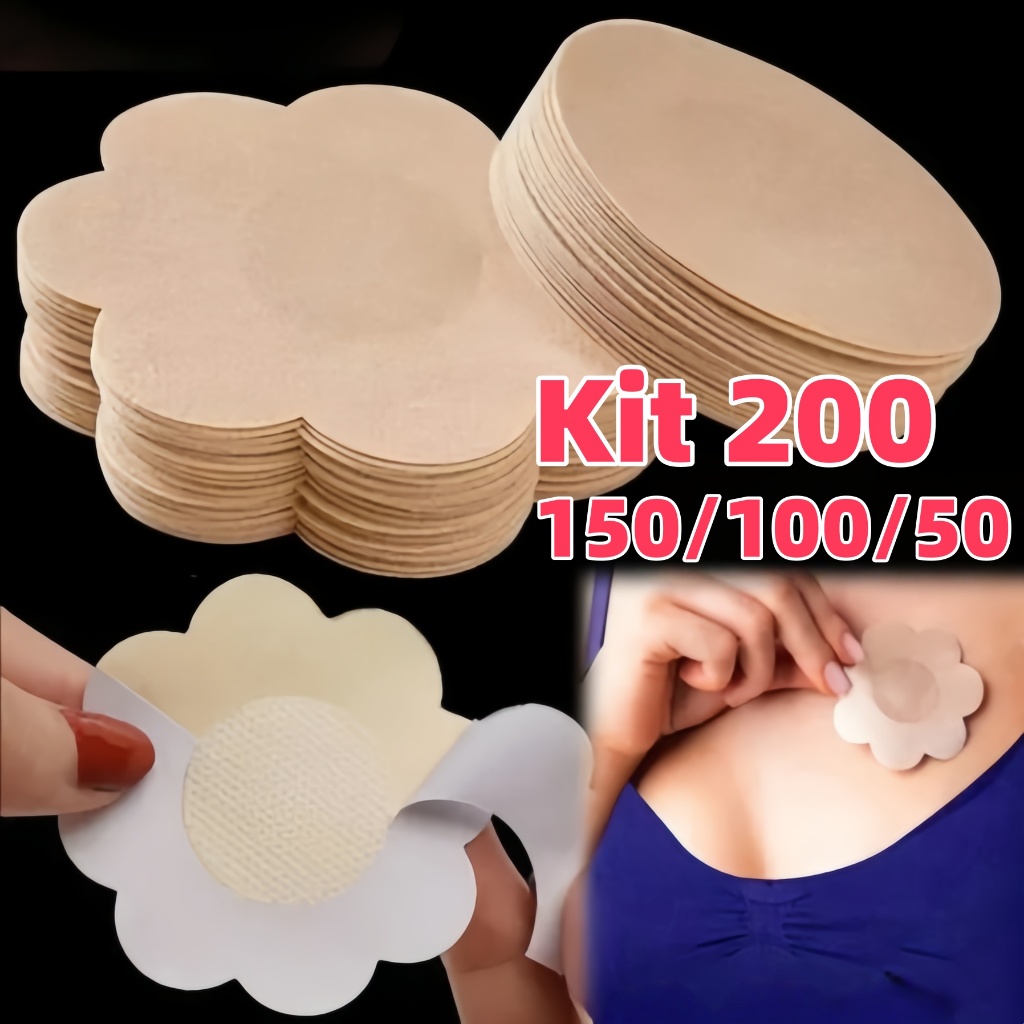 Kit 200/150/100 Protetores de Mamilo Adesivos e Invisíveis Com 6cm de Diâmetro para Mamilos/Auréola