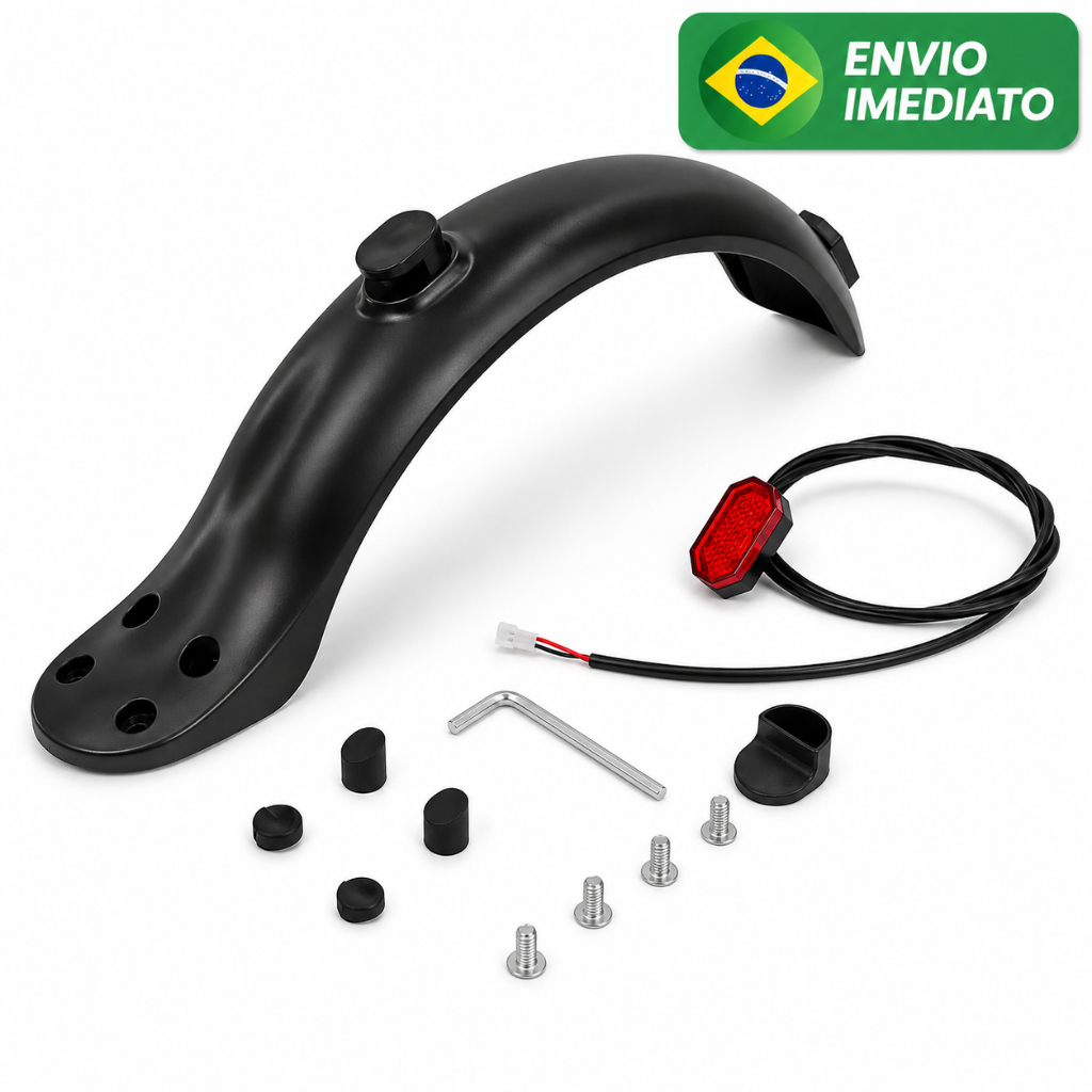 Kit Paralamas P/ Patinete Elétrico 4 Furos + Lanterna + Parafusos + Chave