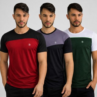 Kit de 3 Camisetas Dry fit Malha fria Anti Suor Treino Blusa Academia Esportes Exercícios Corrida