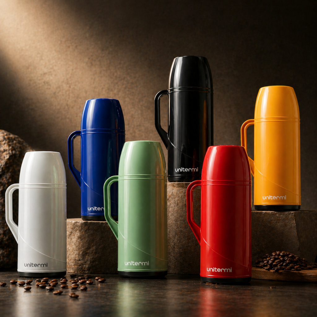 Garrafa Térmica De Café  Unitermi Chá Mesa Roma 0,5 Litro Unitermi 500ml Água Alça Tampa Copo mesa Rolha Leite Chimarrão