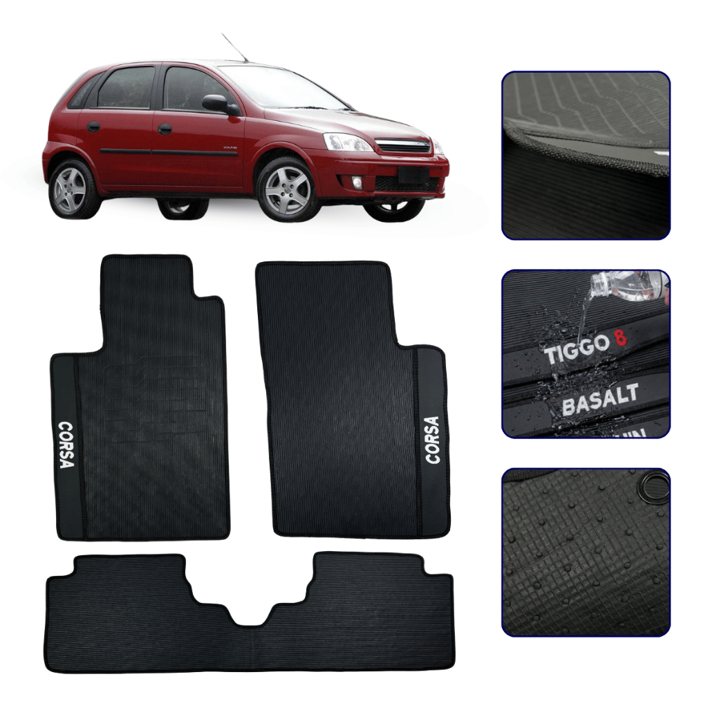 Jogo de Tapete Emborrachado Para Corsa 2002 03 04 05 06 07 08 09 10 11 2012 Automotivo Premium