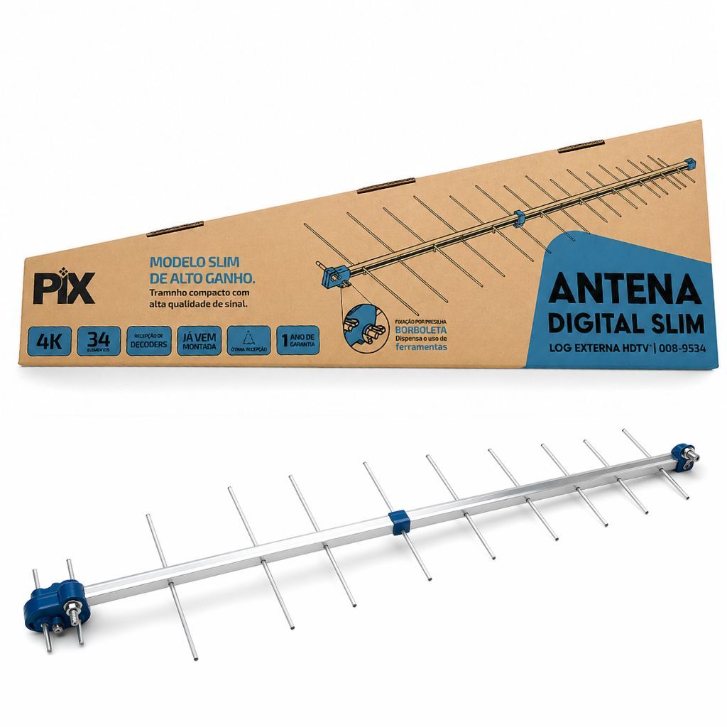 Imagem Antena Tv Digital 4K Externa UHF Digital Log 16 - 34 Elementos Residencial Televisão Conversor Sinal