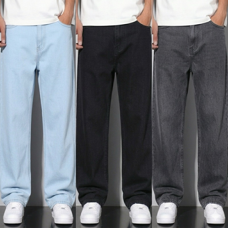 CALÇA BAGGY BALÃO BOCA RETA LARGA ESTILO STREETWEAR GRANDE PANTALONA WIDE LEG MASCULINA 4 CORES 36-48