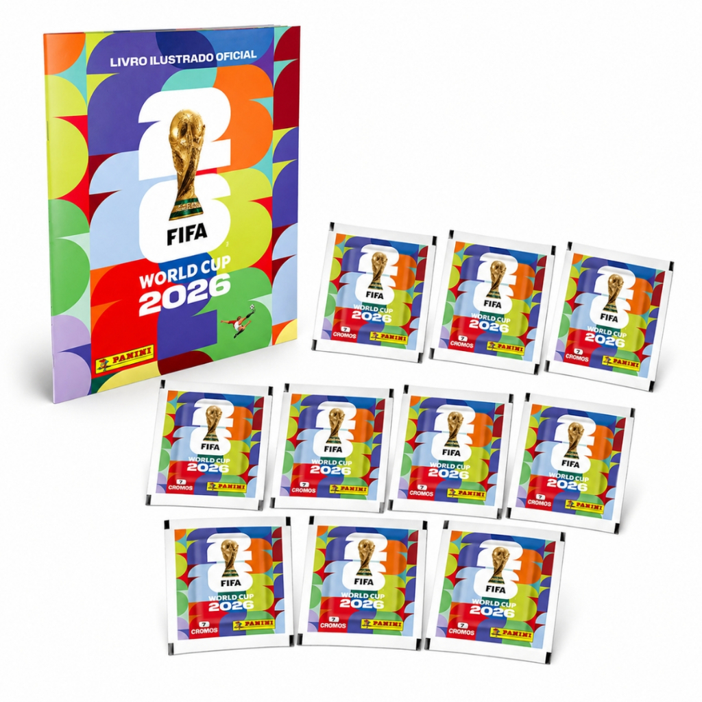 Copa Do Mundo Fifa 2026 - Kit 70 Figurinhas Cromo + Album Brochura Capa Mole Oficial Coleção