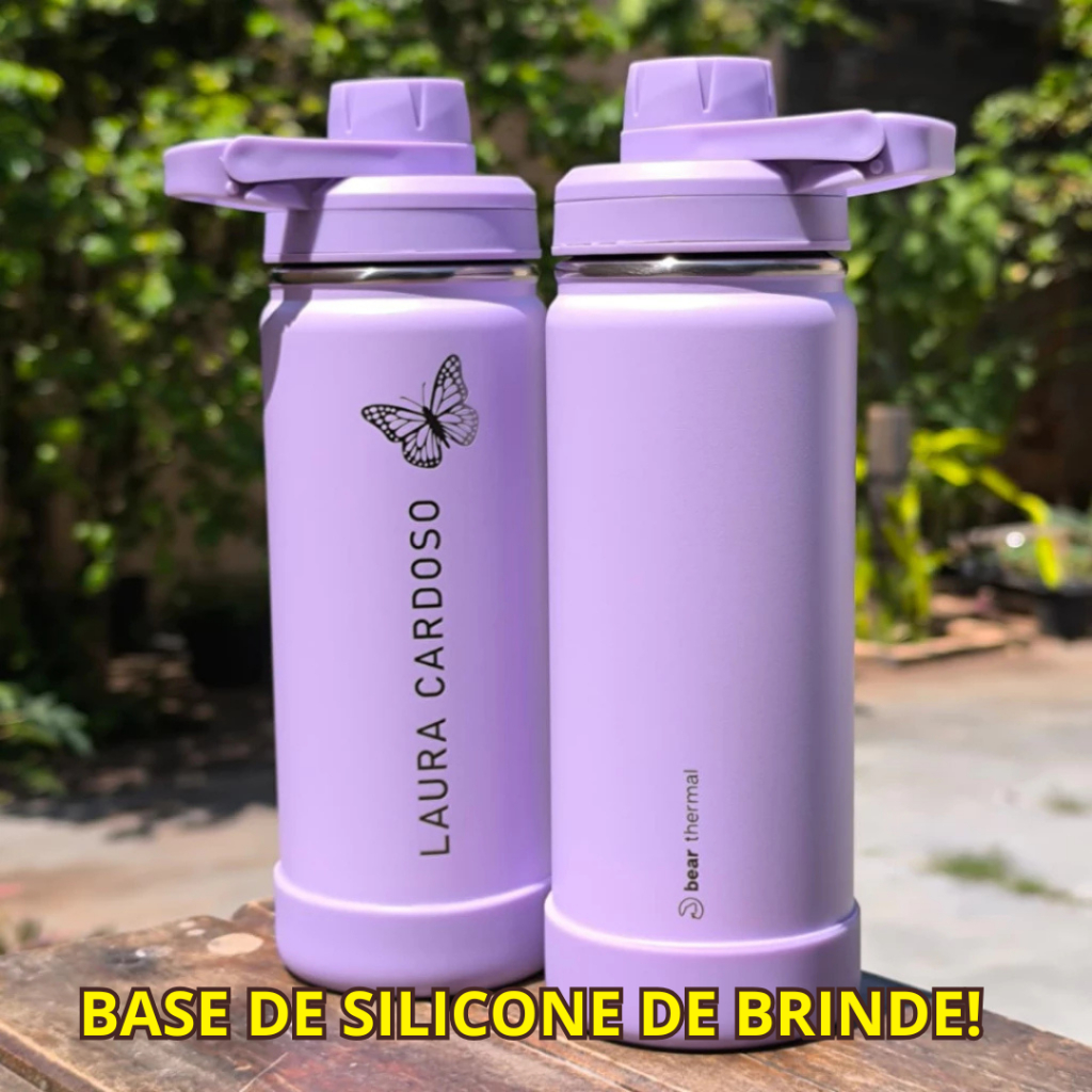 Garrafa Térmica com base 350ml/550ml/800ml Personalizada a laser com nome, símbolo silicone