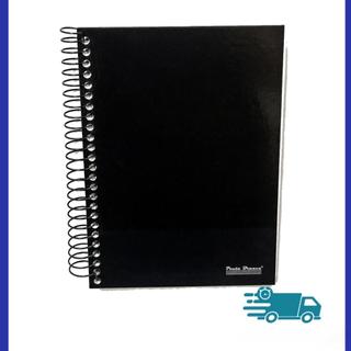 Caderno 1/4 A5 Pequenos 200 folhas Capa Dura Espiral Office 1/4 Preto