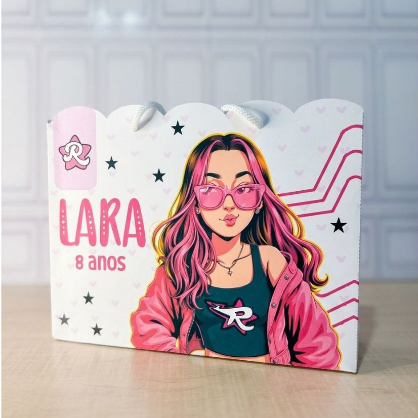 Sacolinha  Personalizada DOS ROSA/Emilly vick/ Festa Infantil/Lembrancinha com Nome/Pegue e Monte/aniversário/CASAMENTO.