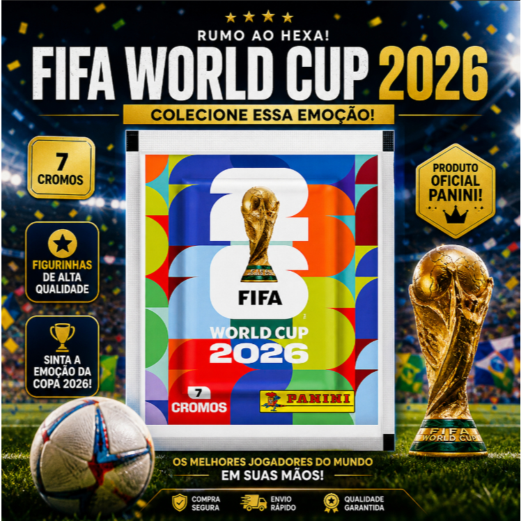 Figurinhas Copa do Mundo 2026 Oficiais Panini Kit 5 10 15 20 Pacotes Futebol
