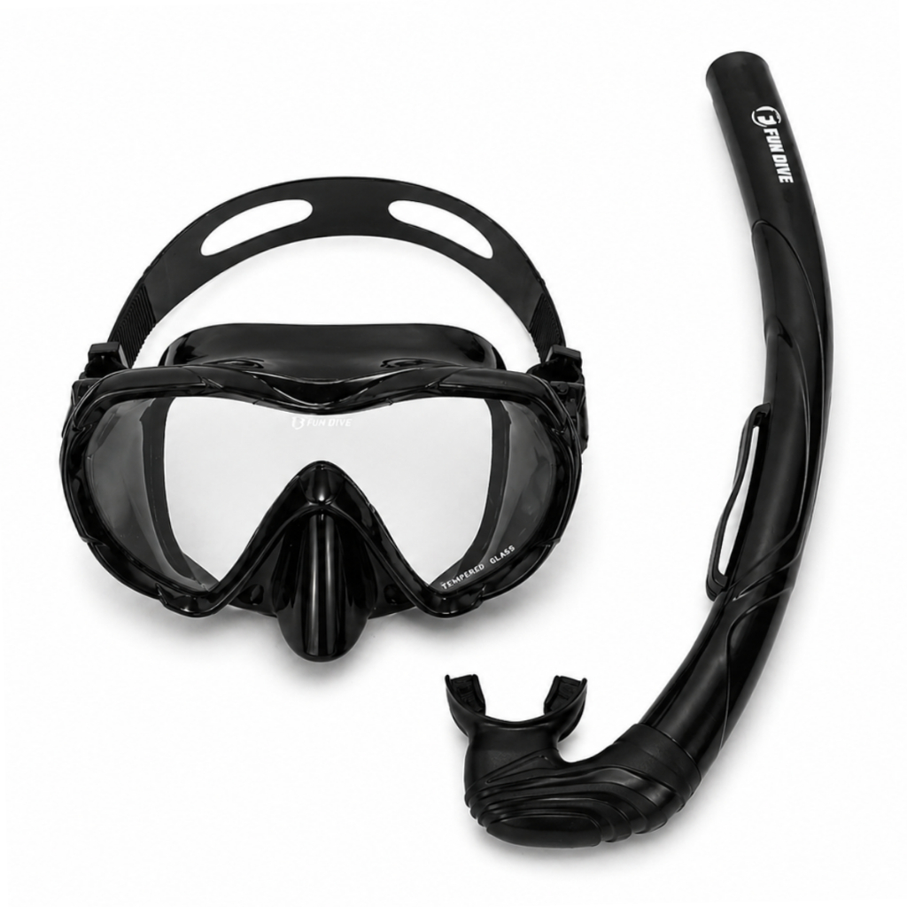 Kit Mergulho Máscara MW-01 + Snorkel SK-05 Fun Dive No Frame Lente Única Apneia
