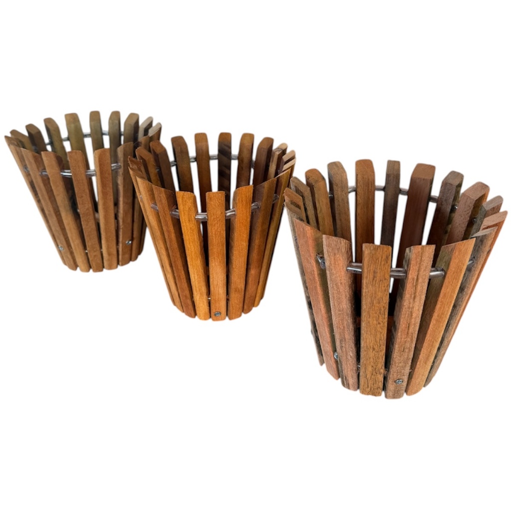 Kit 3 Cachepô Cachepot para plantas flor orquídea jardim de madeira de reflorestamento