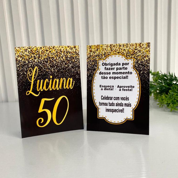 Plaquinha de agradecimento 15 ANOS DOURADO E PRETO- Centro de mesa (produzimos todos os tema)