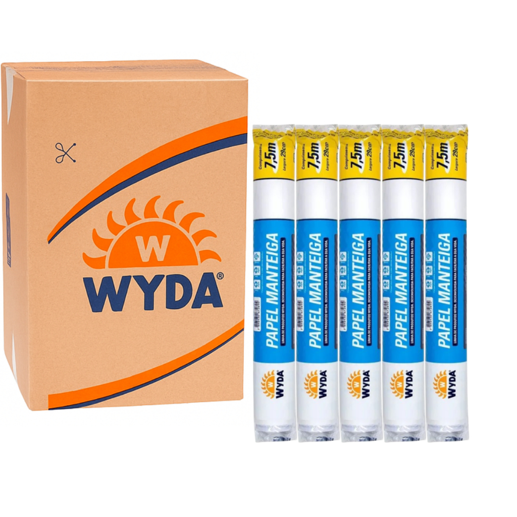 Atacado Caixa Papel Manteiga Rolo 7,5mx29cm Wyda Caixa 25 Unidades IDEAL PARA REVENDA