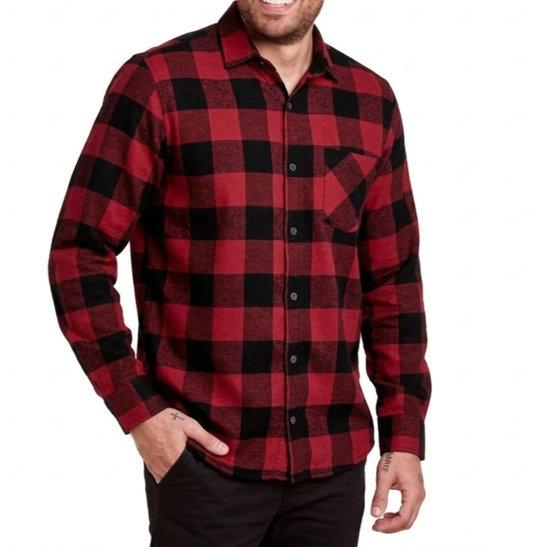 Camisa Xadrez Flanelada Masculina manga longa com Bolso