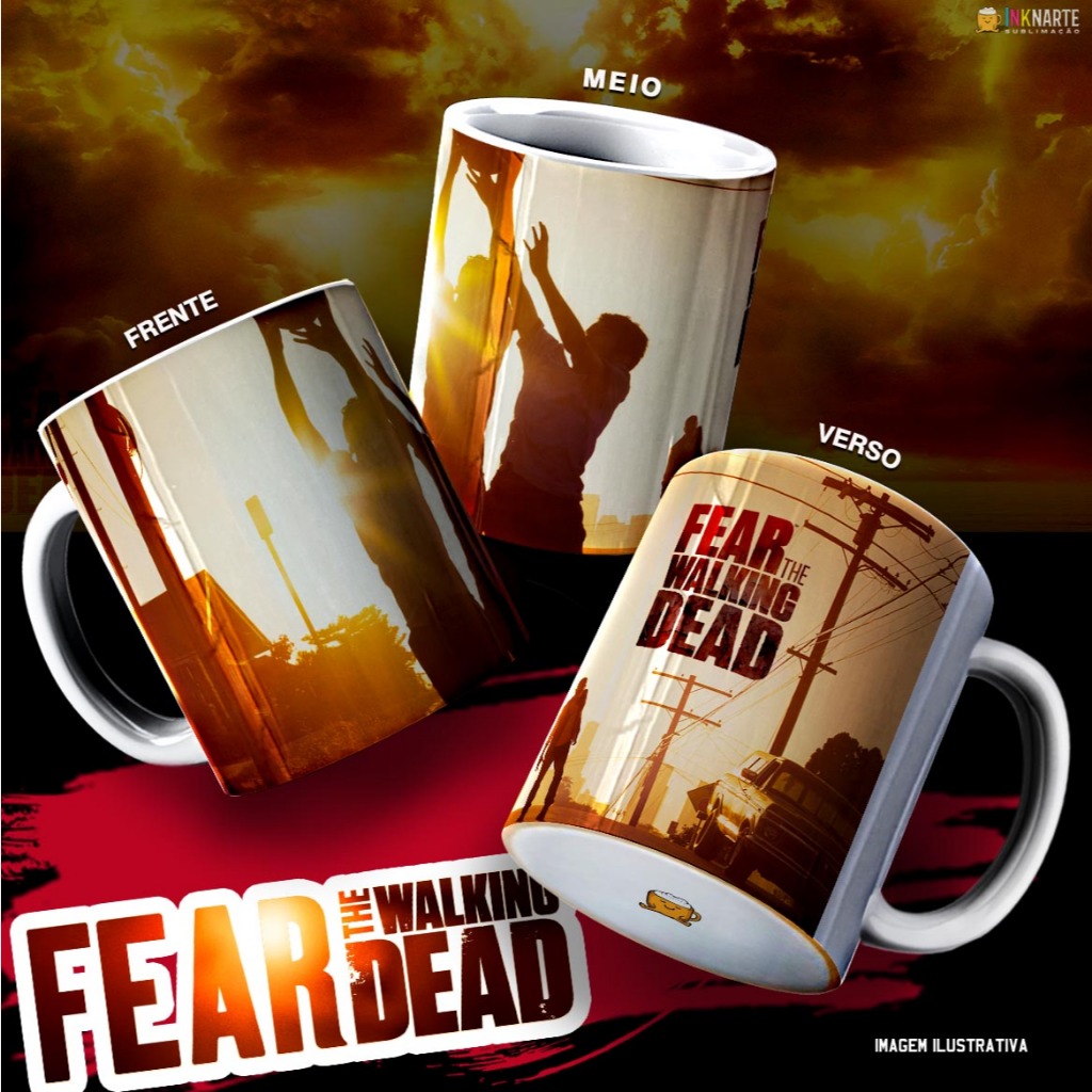 Caneca Fear The Walking Dead 325ml Cerâmica | Caneca Série Zumbi Presente Geek Fã