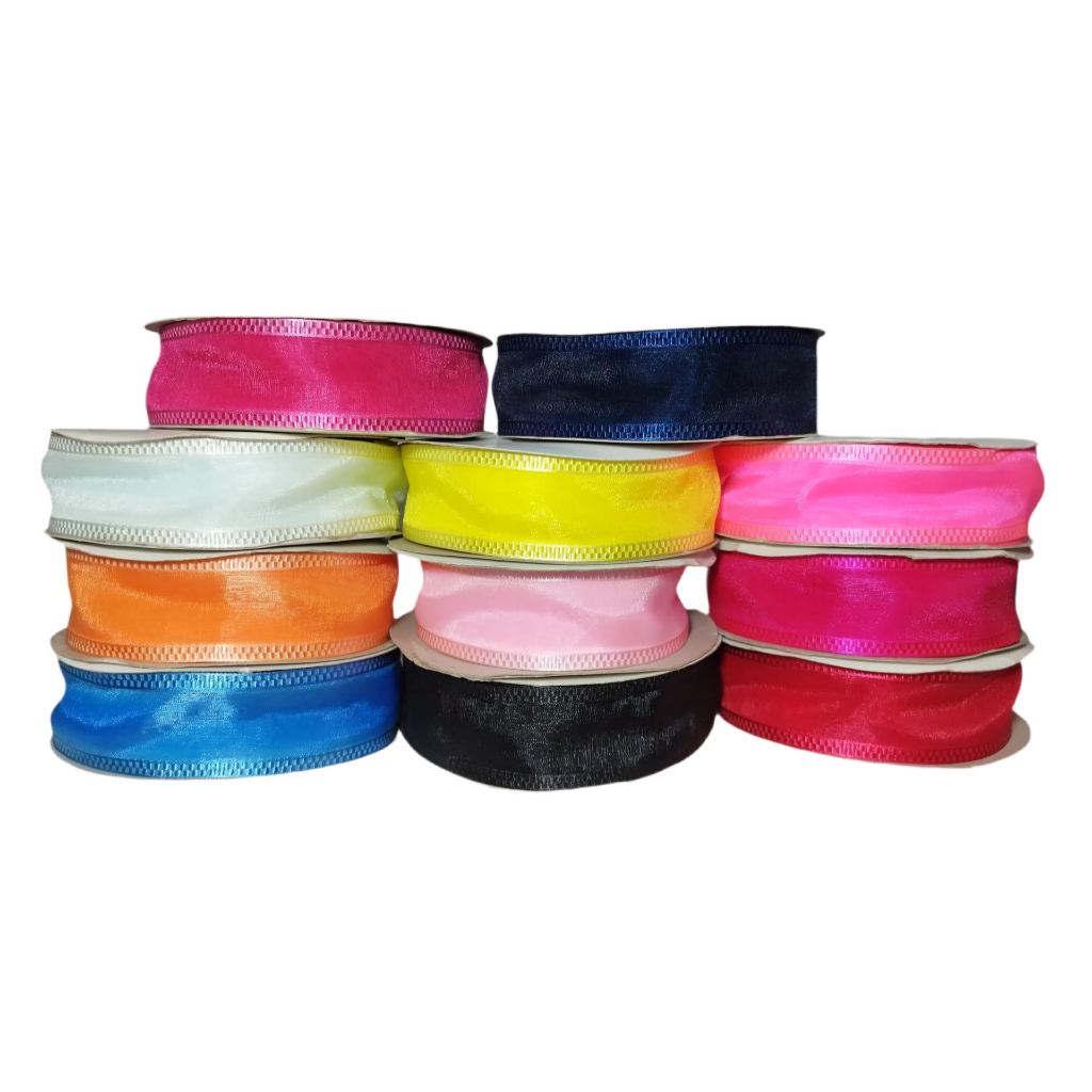 Fita de Organza / Voal Sanding Premium Nº 9 / 38mm com 3 Metros Lindas e delicadas Cores