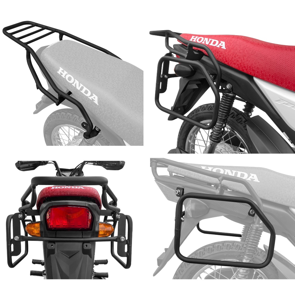 Suporte Bau bagageiro + afastador alforge Scam - Honda Pop 110i 2016 A 2026