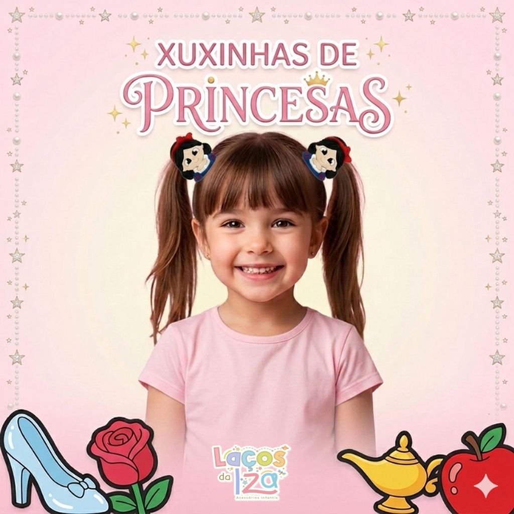 Xuxinha de cabelo infantil de Princesas, Rabicó Infatil Princesas