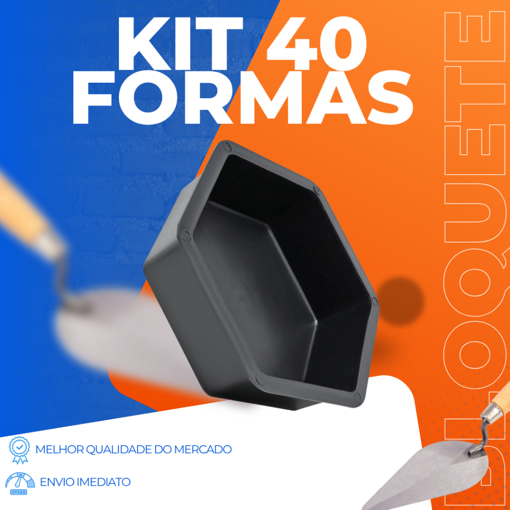 Kit 40 Formas Bloquete Sextavado Hexagonal 25x25x8 Forma Para Construção Lisa Grande Envio Imediato