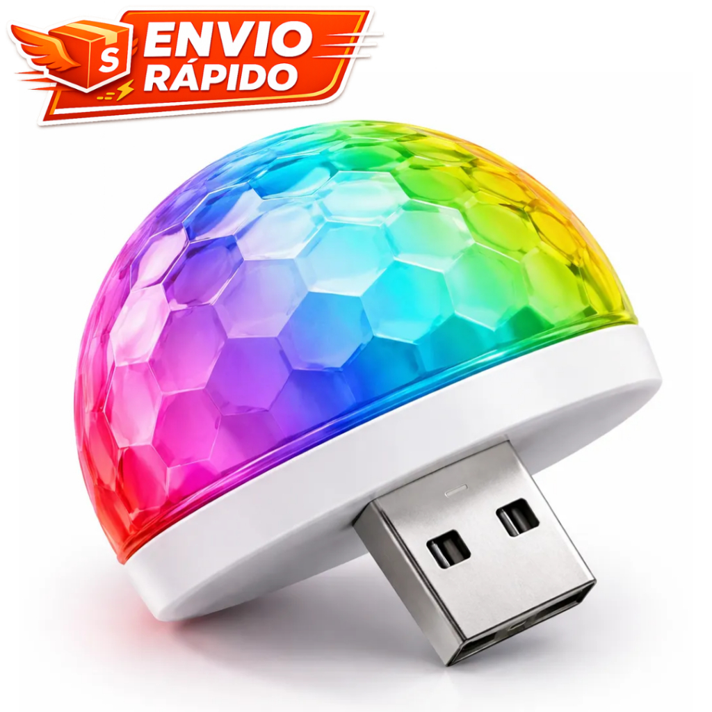 Mini Globo de Luz Rgb USB para Notebook Som Automotivo Carregador Caminhão Sensorizado Jogo de Luz