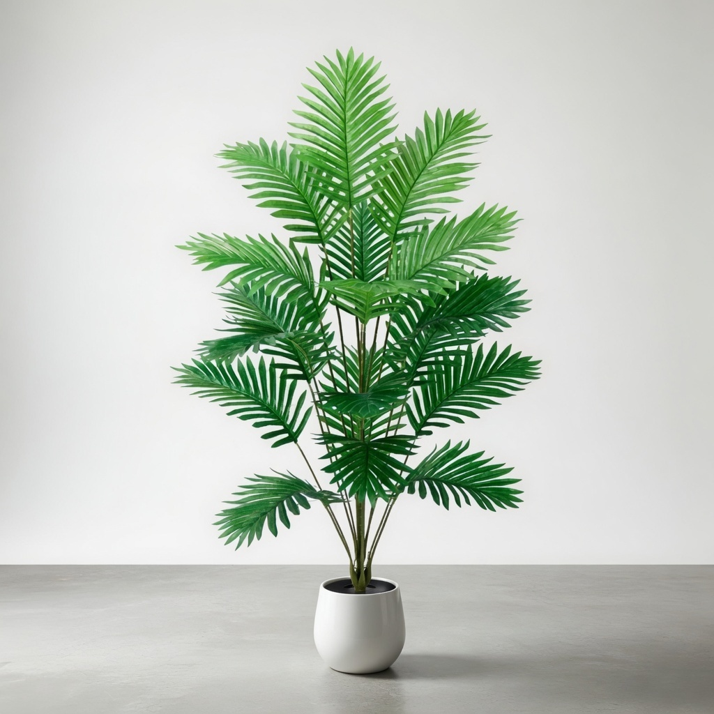 Planta Artificial de Palmeira Tropical  24 Folhas Decoração Realista para Sala, Escritório e Jardim
