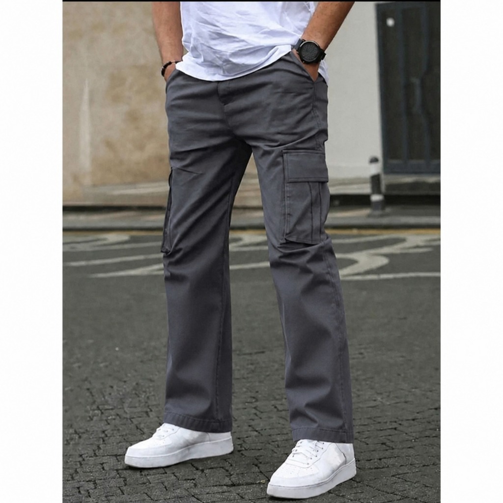 Calça Cargo Masculina Moletinho Conforto com Bolsos Laterais