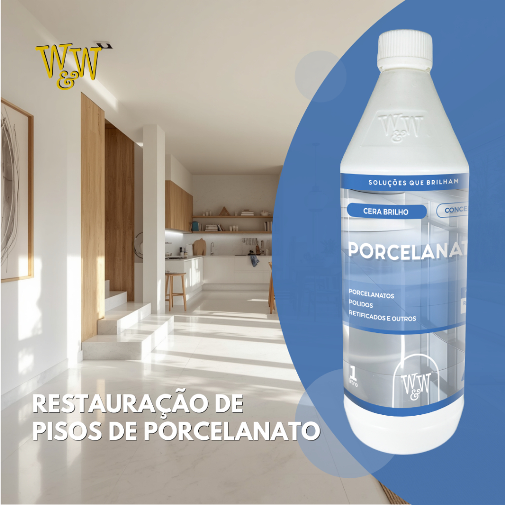 Cera Brilhante Resistente W&w  Química Piso Porcelanato Piso Frio Brilhante Restauração 1l