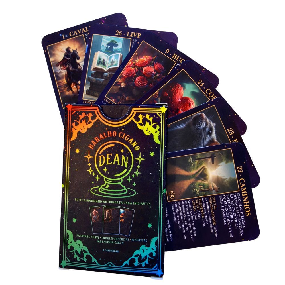 Baralho Cigano Legítimo Iniciantes Significado Nas Cartas Luxo Tarot Tarô  Resistente à Agua Cigano 52 Cartas Lenormand