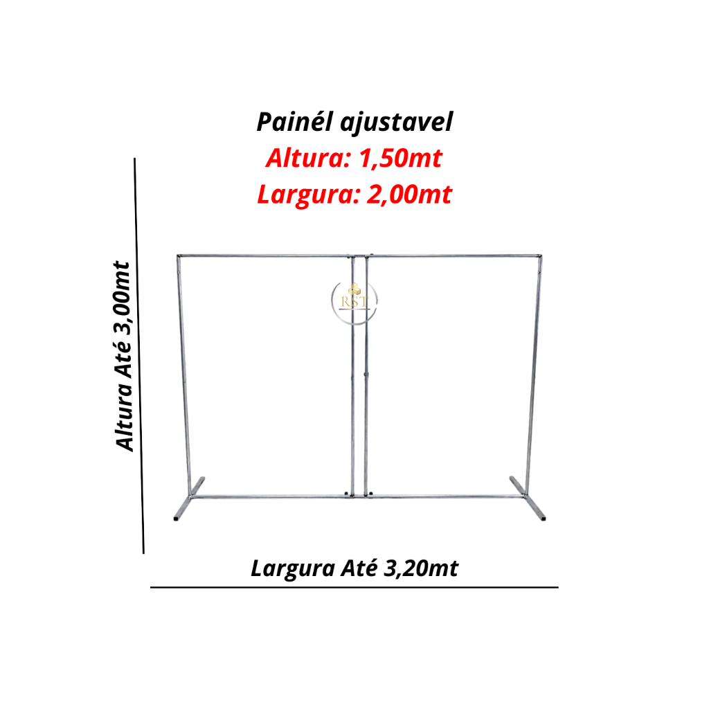 Painél Regulável para Fundo de Pegue e Monte, Estrutura Reforçada,area interna 1,50x2m até 3x3,20m