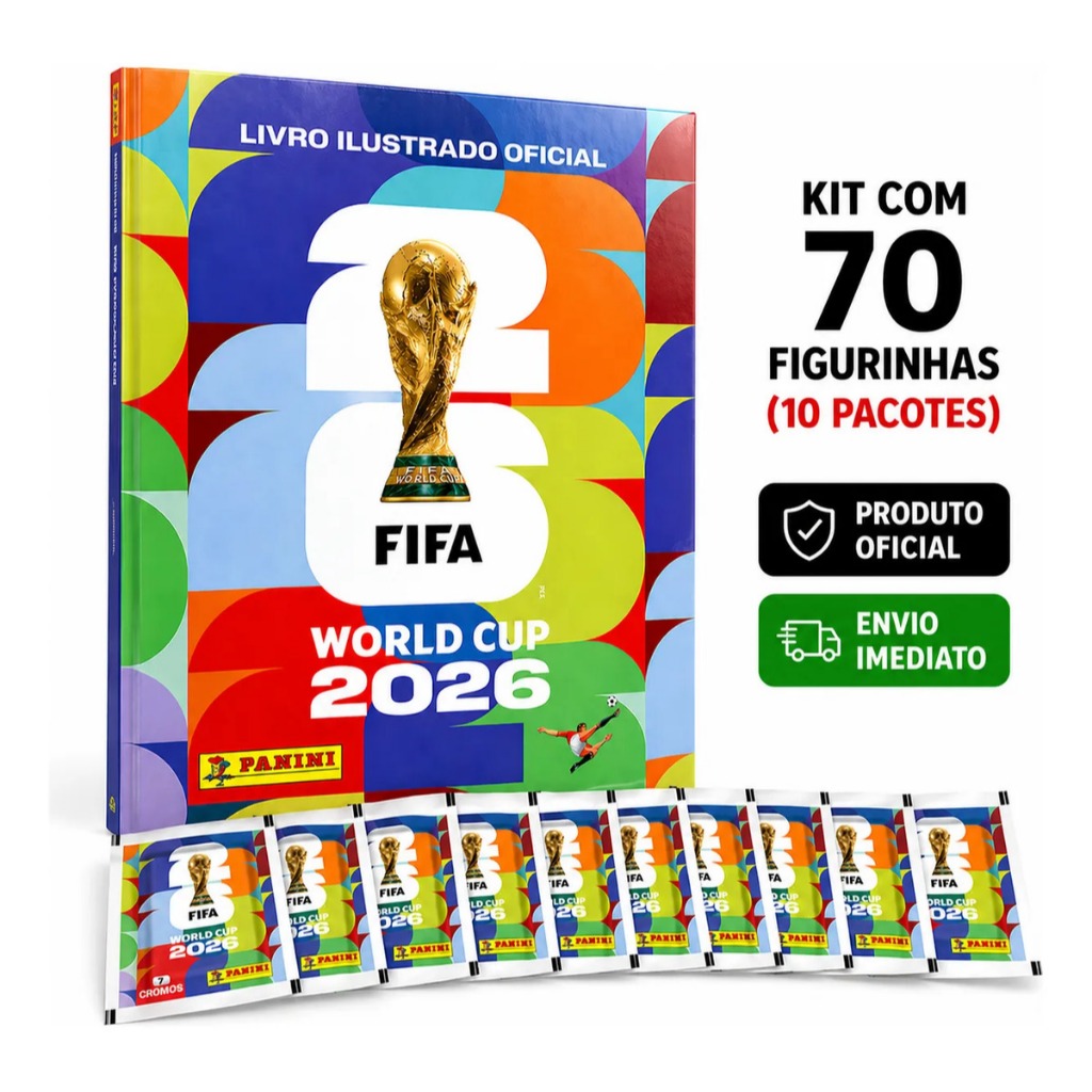 Album Oficial Copa Do Mundo 2026 Capa Mole + 70 Figurinhas Oficial - Complete seu Album Fifa 2026