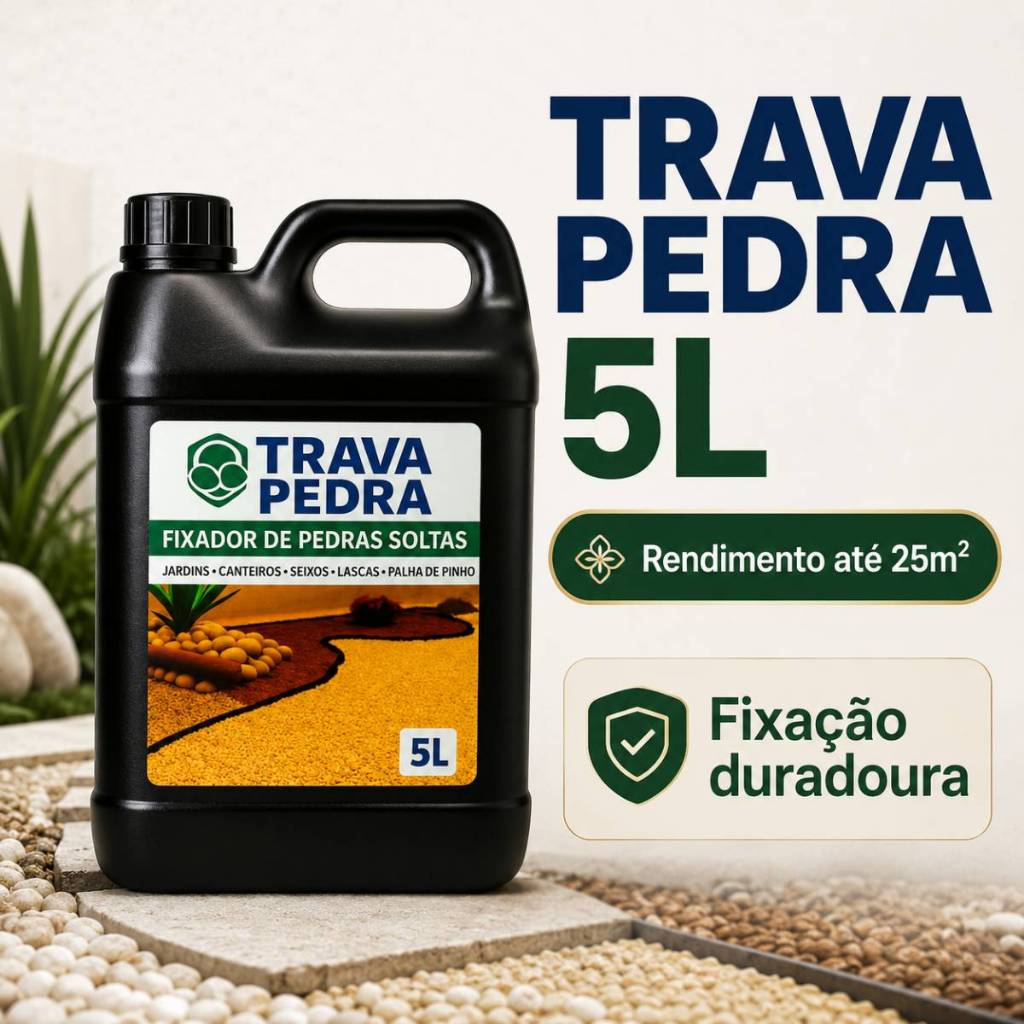 Trava Pedras Fixador e Selador Trava Pedras 5L Pedras Soltas Jardim Calçada Pronto Uso