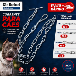Coleira Corrente Para Cachorro Pet 1,5M Grossa Média Fina - São Rafael