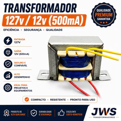 TRANSFORMADOR 127v / 12v (500mA)