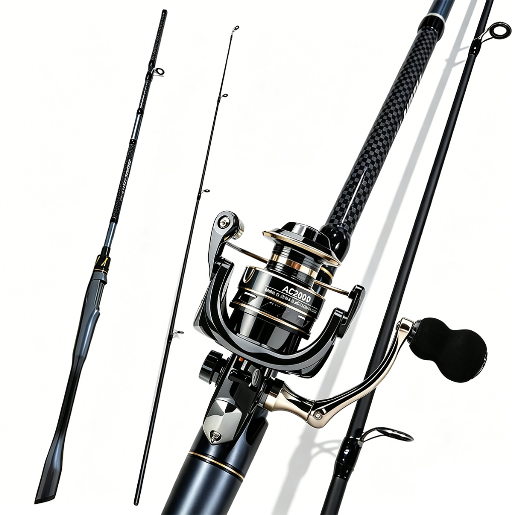 Vara de Pesca + Molinete AC4000 + 5 Iscas Artificiais - Completo ou Vara Unitária