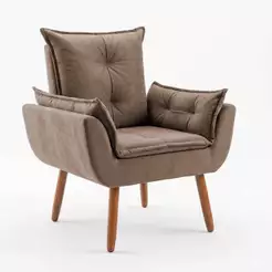 Poltrona Estofada Para Escritório Sala de Estar Recepção Capuccino Cacau