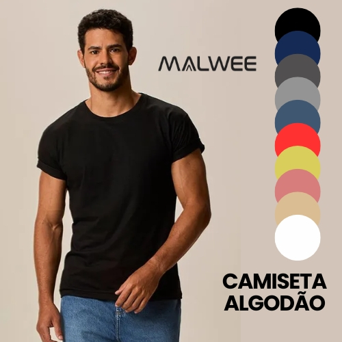 Camiseta Basica Masculina 100% Algodão Malwee Original Uniforme Presente Dia dos Namorados