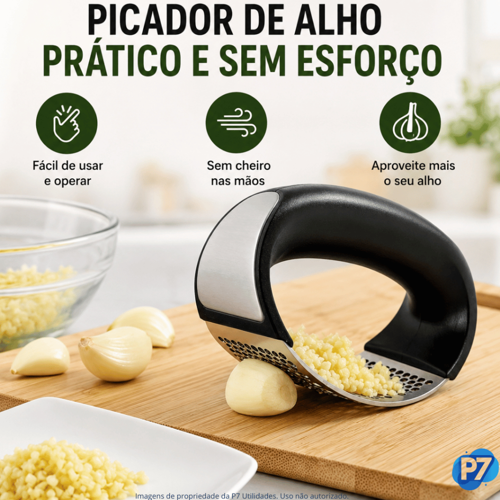 Triturador de Alho Inox Espremedor Amassador Descascador Manual de Alimentos Utensílio de Cozinha