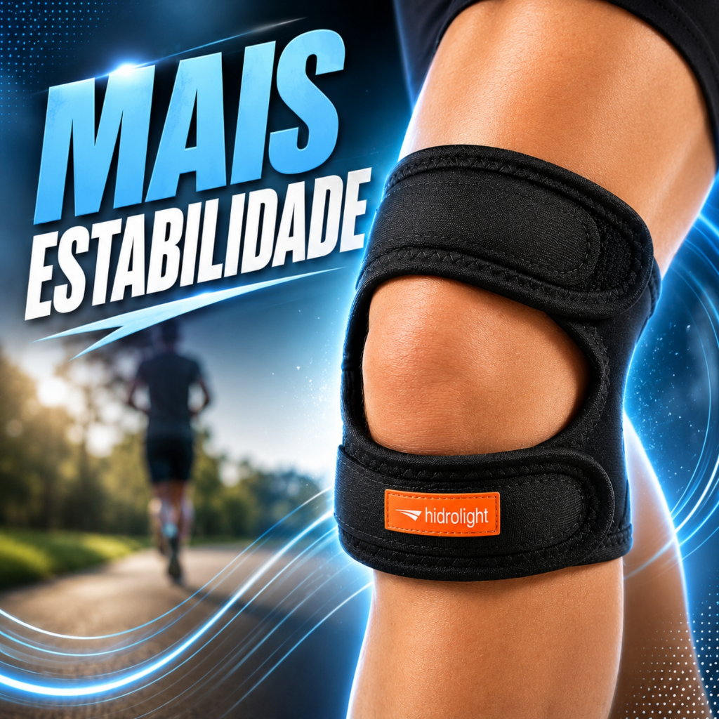 Joelheira Sub Patelar Hidrolight Ajustável em Neoprene Ortopédica para Joelho Preta Tamanho Único