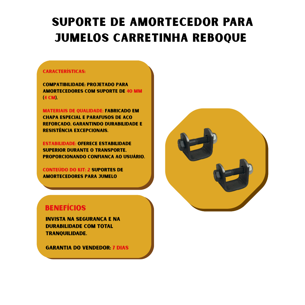 Detalhes do Par Suporte De Amortecedor Universal Para Jumelos Carretinha Reboque Chassi 2026