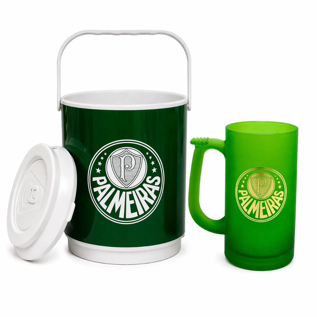 KIT CERVEJEIRO CANECA CHOPPE + COOLER OFICIAL PALMEIRAS