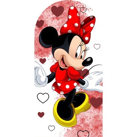 Painel de Festa Minnie Vermelha Romano na Medida de 2,00m de Altura x 1,00m de Largura Em Tecido