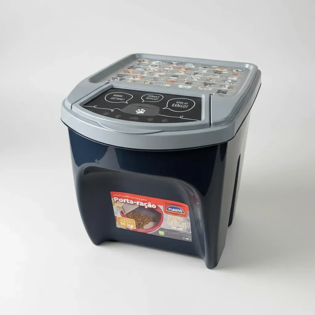Pote Porta Ração Com Tampa Pet Cachorro Gato Organização 10Kgs - Plasútil