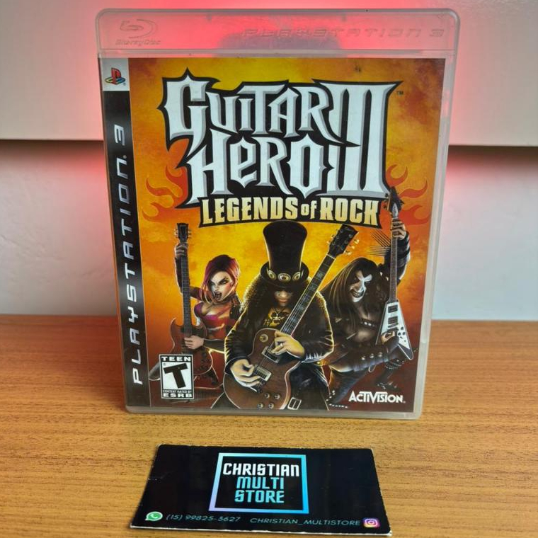 Jogo Guitar Hero 3 III Legends Of Rock Completo com Encarte PS3 Play 3 Midia Fisica CD Original